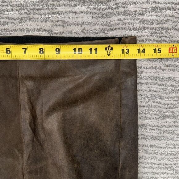 Susan Bender  Stretch Leather Zipper Pants in Chocolate Nubuck Leather Small - Picture 8 of 13